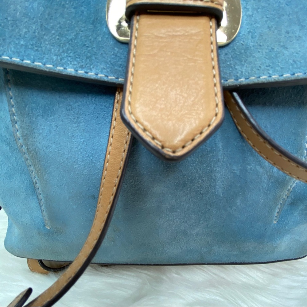 Michael Kors Romy Medium Blue Suede Backpack - Picture 7 of 11